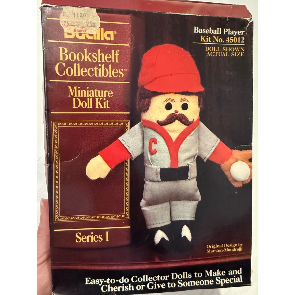 Vintage Bucilla Bookshelf Collectibles Baseball Player Miniature Doll Kit 45012